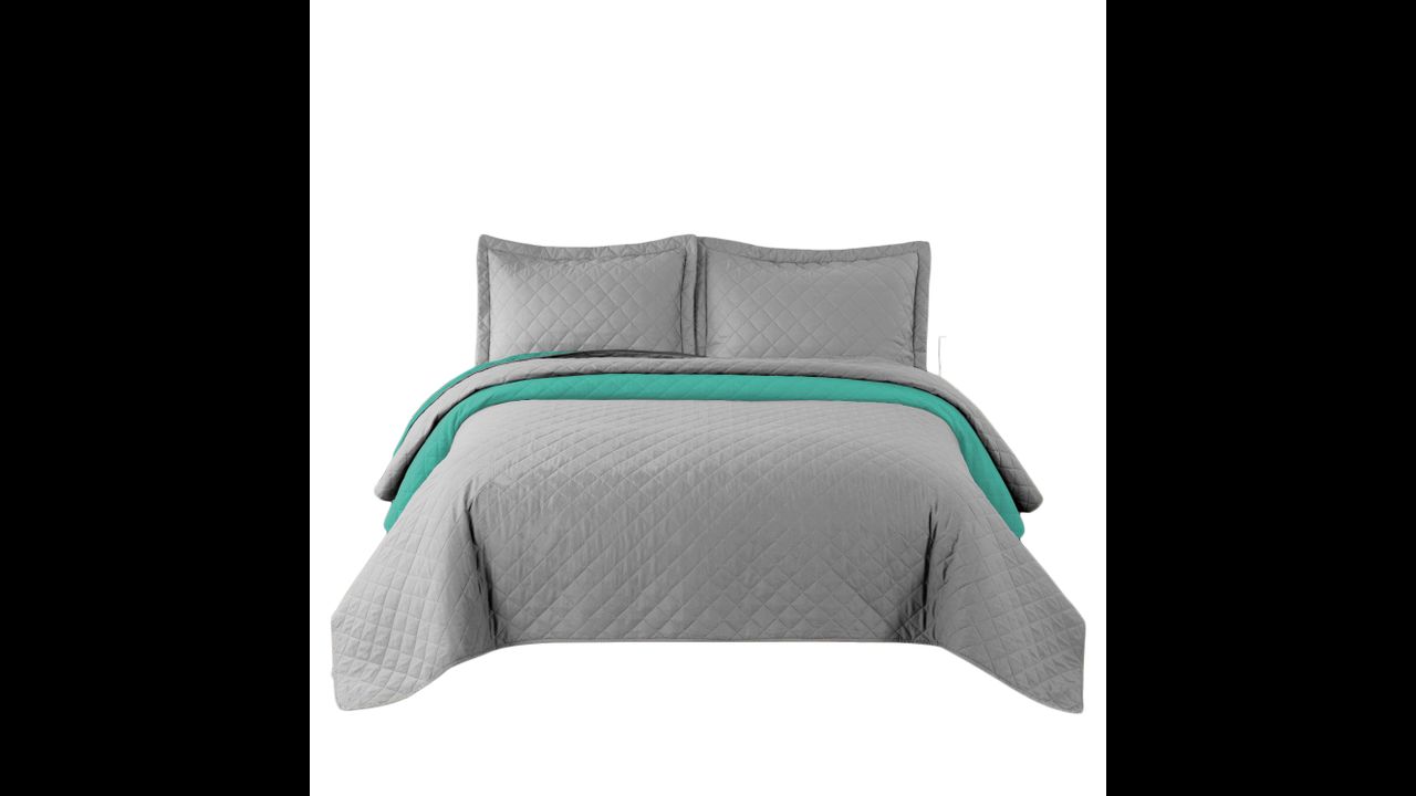 Colcha de cama doble cara Inez L.grey-Mint